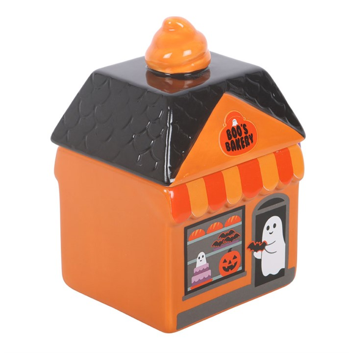 Boo's Bakery Lidded Mug – Halloween Ceramic Mug with Ghost Design