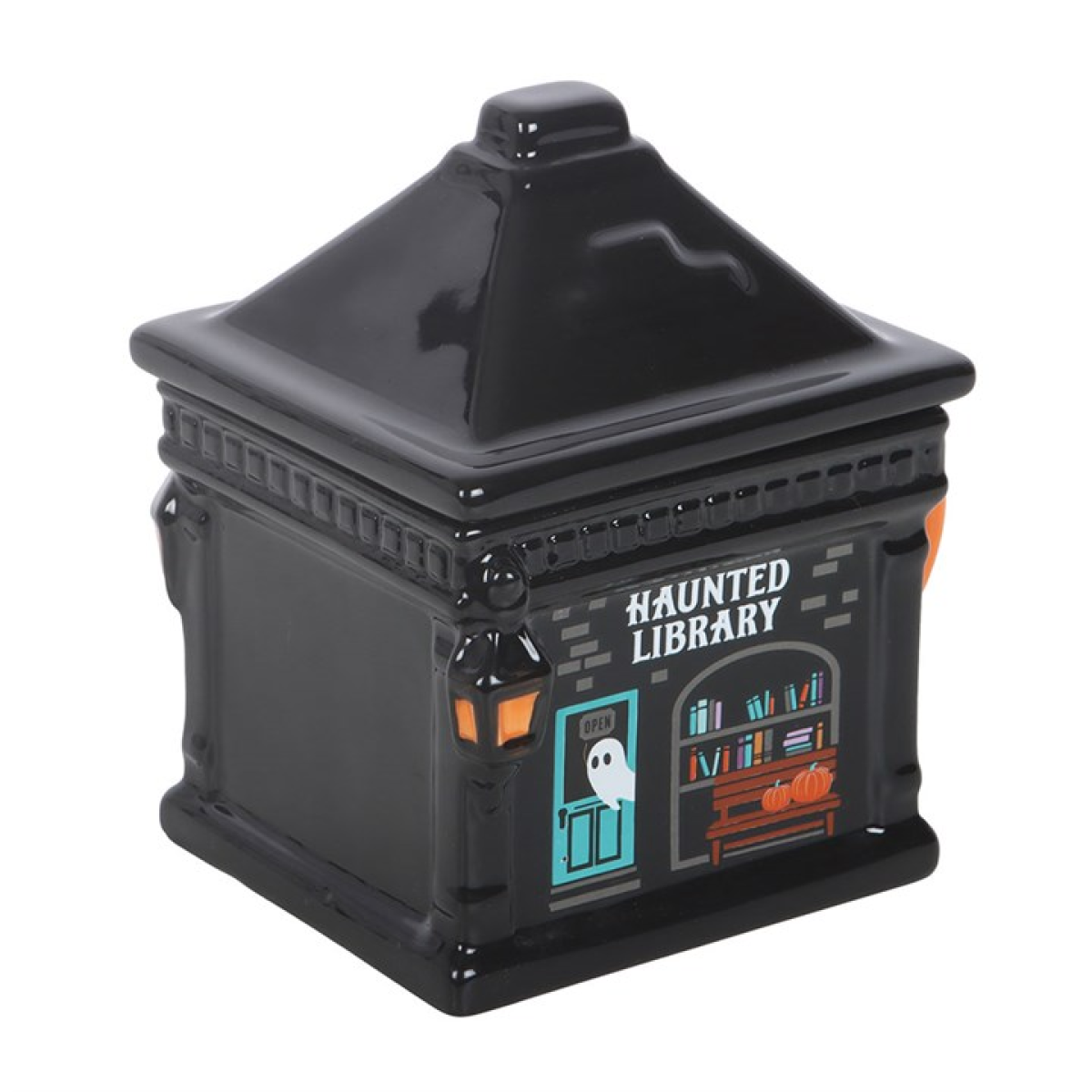Haunted Library Lidded Mug – Halloween Ceramic Mug with Lid