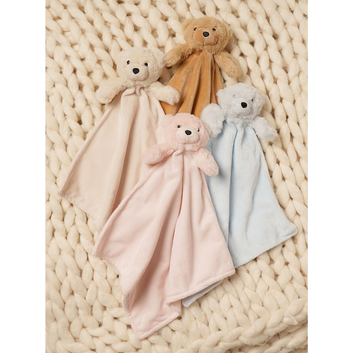 Softies Baby Comforter - Lola Bear - White Two Side Short Plush 27cm x 27cm