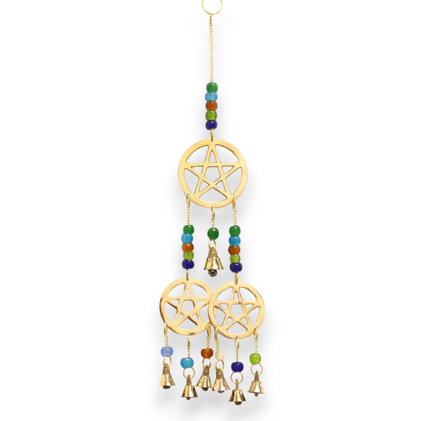 Indian Brass Tri-Pentagram Wind Chime – 7 Bells