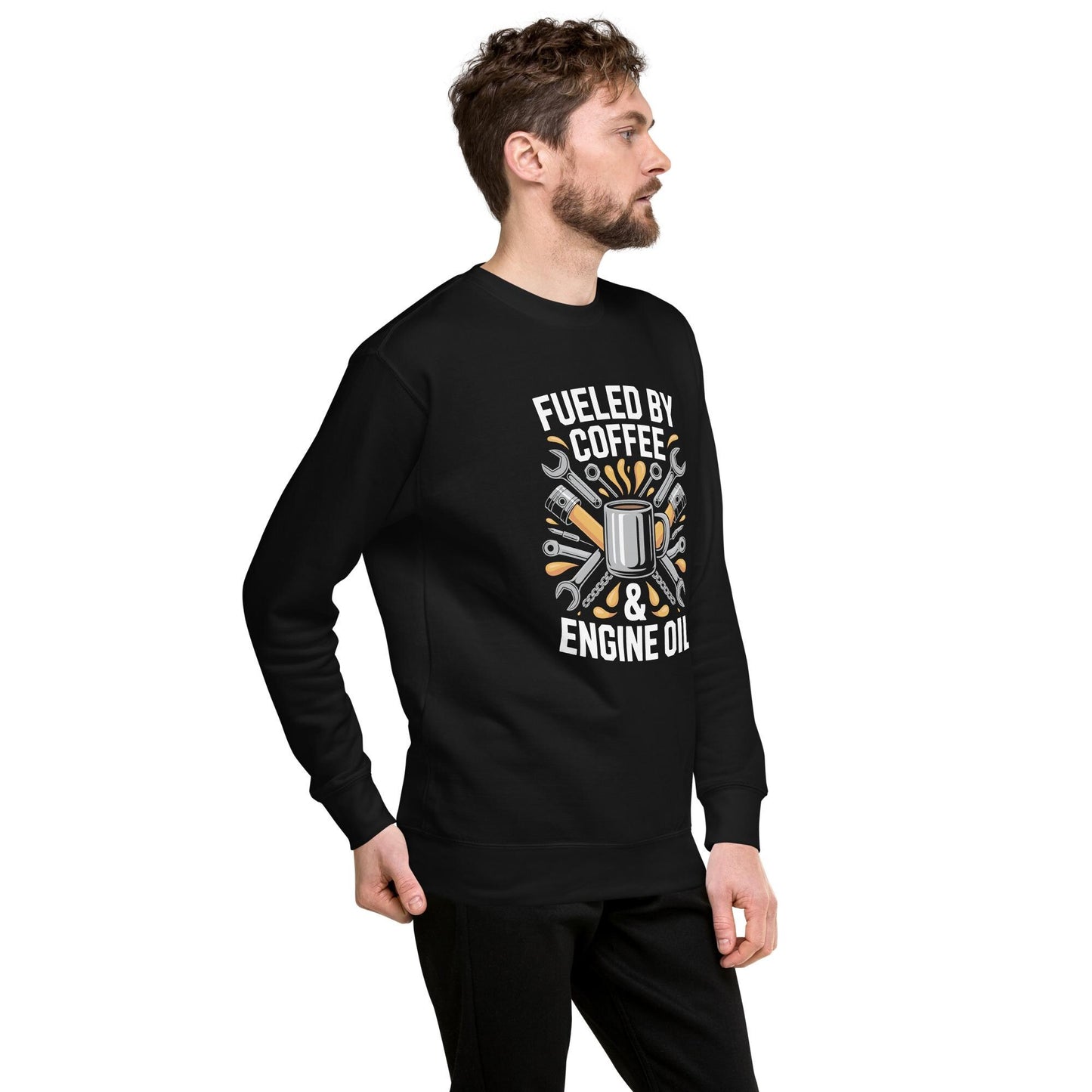 Mechanic Sweatshirt: Fueled by Coffee and Engine Oil, Unisex Crewneck pullover