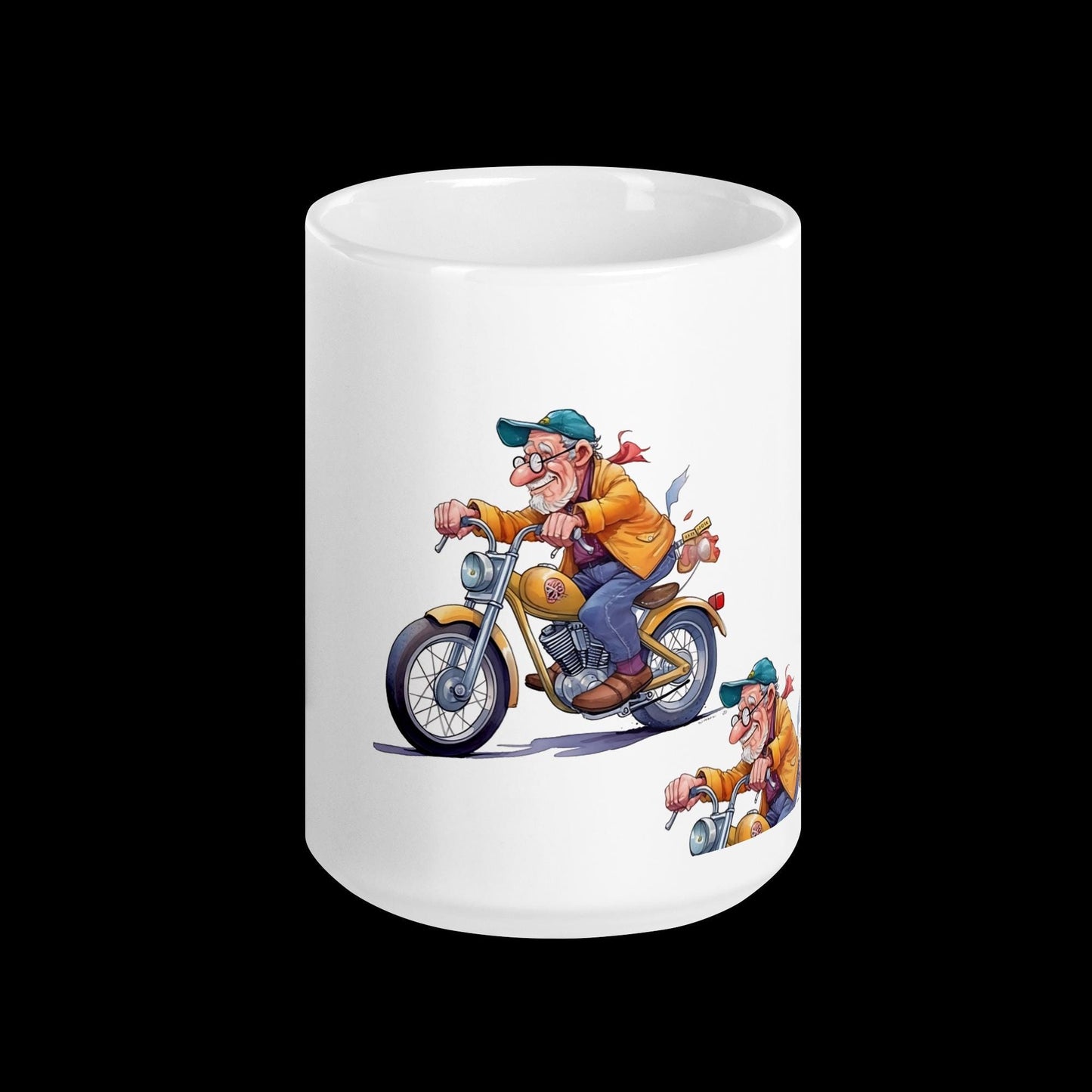 Funny Grandad Grandpa on Motor Bike Ceramic Mug