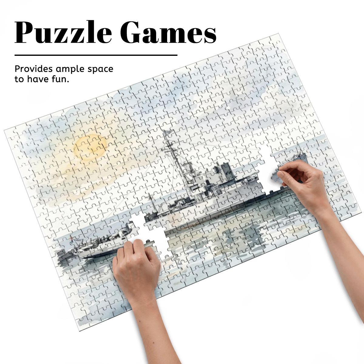 USS Density Later MV Galaxy 500-Piece Wooden Jigsaw Puzzle, WWII Minesweeper to Radio London