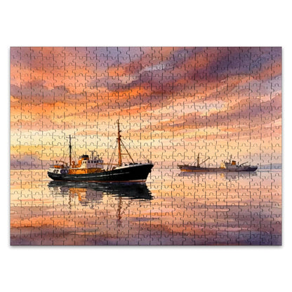 500-Piece Wooden Jigsaw Puzzle – Ross Tiger & Ross Revenge (Home of Radio Caroline)