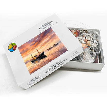 500-Piece Wooden Jigsaw Puzzle – Ross Tiger & Ross Revenge (Home of Radio Caroline)