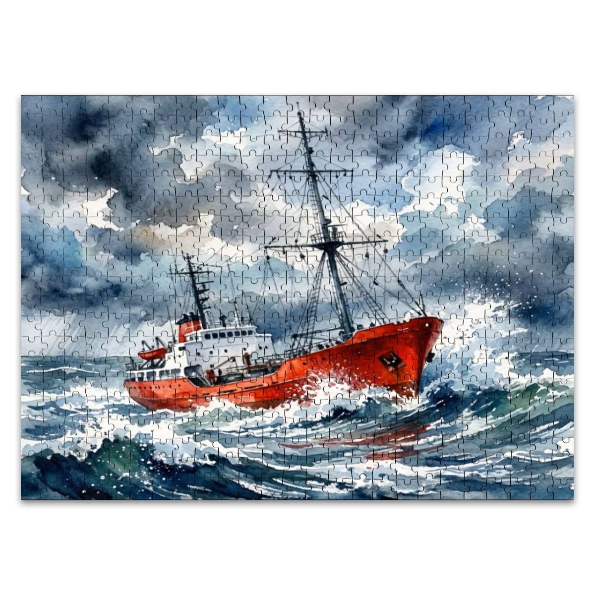 Offshore Radio Ship in Rough Seas – 500 Piece Wooden Jigsaw Puzzle