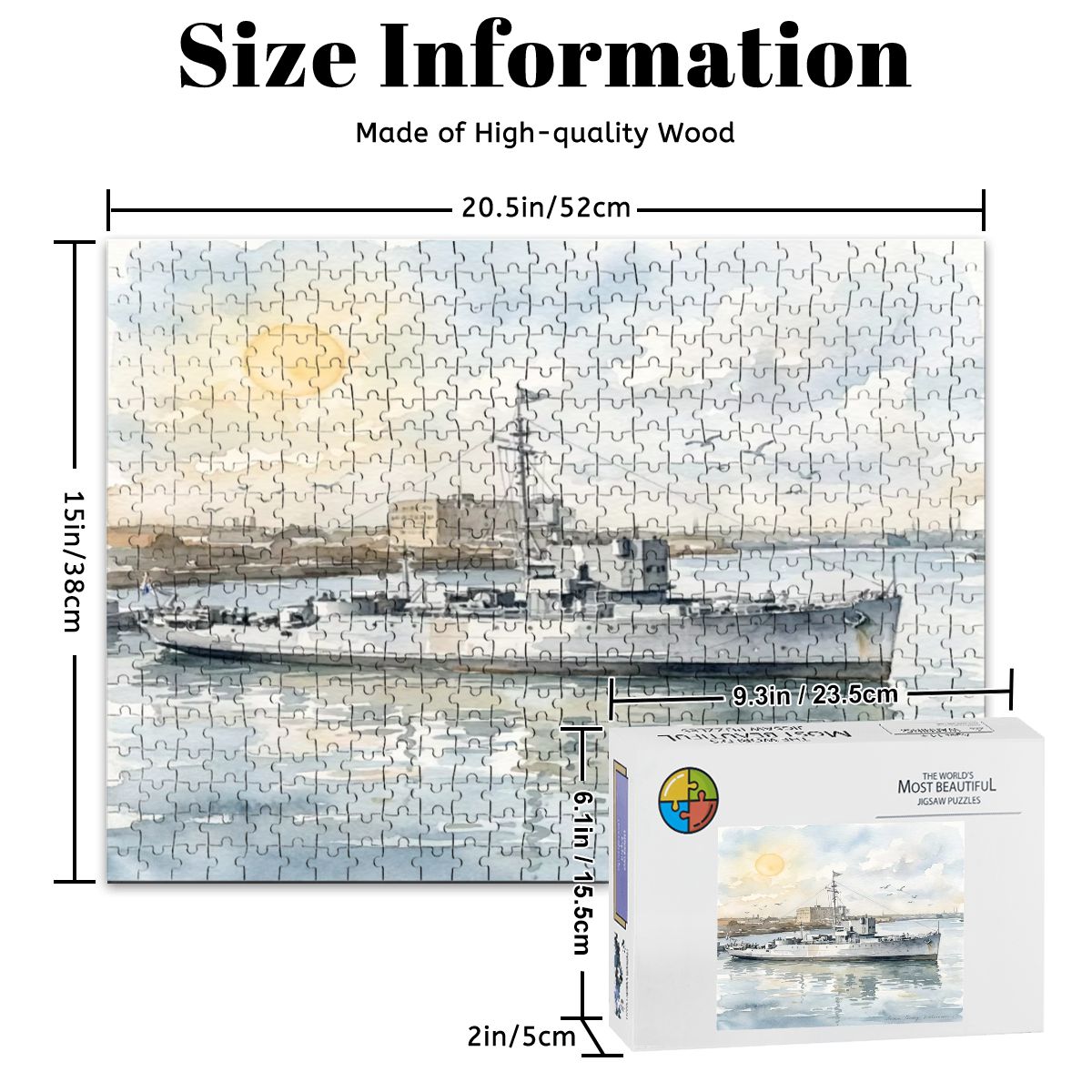 USS Density Later MV Galaxy 500-Piece Wooden Jigsaw Puzzle | WWII Minesweeper to Radio London