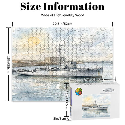 USS Density Later MV Galaxy 500-Piece Wooden Jigsaw Puzzle | WWII Minesweeper to Radio London
