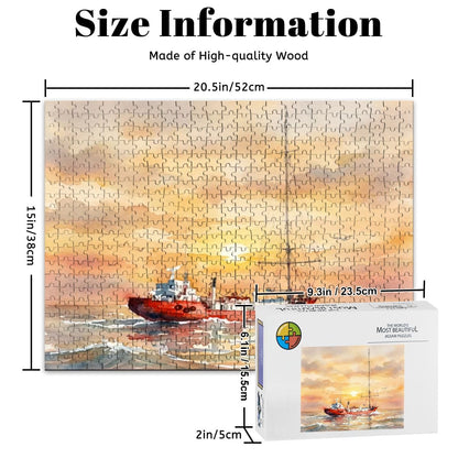 MV Mi-Amigo 500-Piece Wooden Jigsaw Puzzle | Radio Caroline Watercolour Art