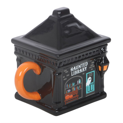 Haunted Library Lidded Mug – Halloween Ceramic Mug with Lid