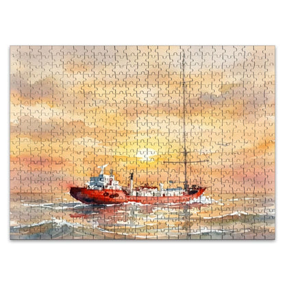 MV Mi-Amigo 500-Piece Wooden Jigsaw Puzzle | Radio Caroline Watercolour Art