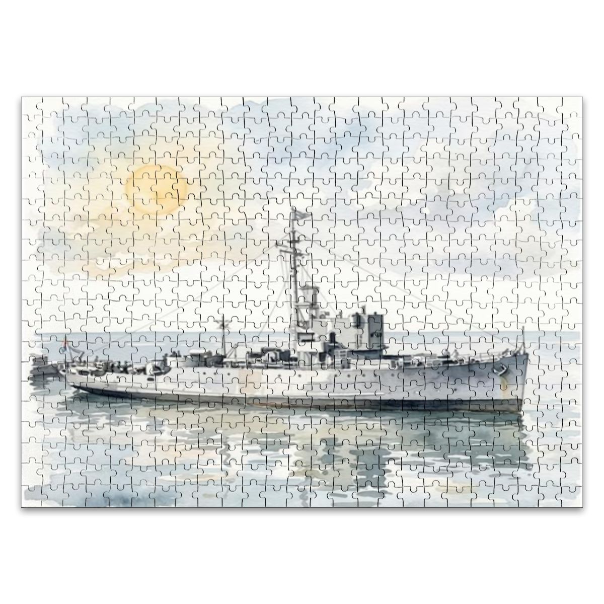 USS Density Later MV Galaxy 500-Piece Wooden Jigsaw Puzzle, WWII Minesweeper to Radio London
