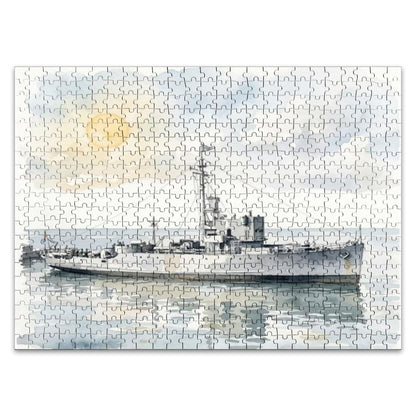 USS Density Later MV Galaxy 500-Piece Wooden Jigsaw Puzzle, WWII Minesweeper to Radio London