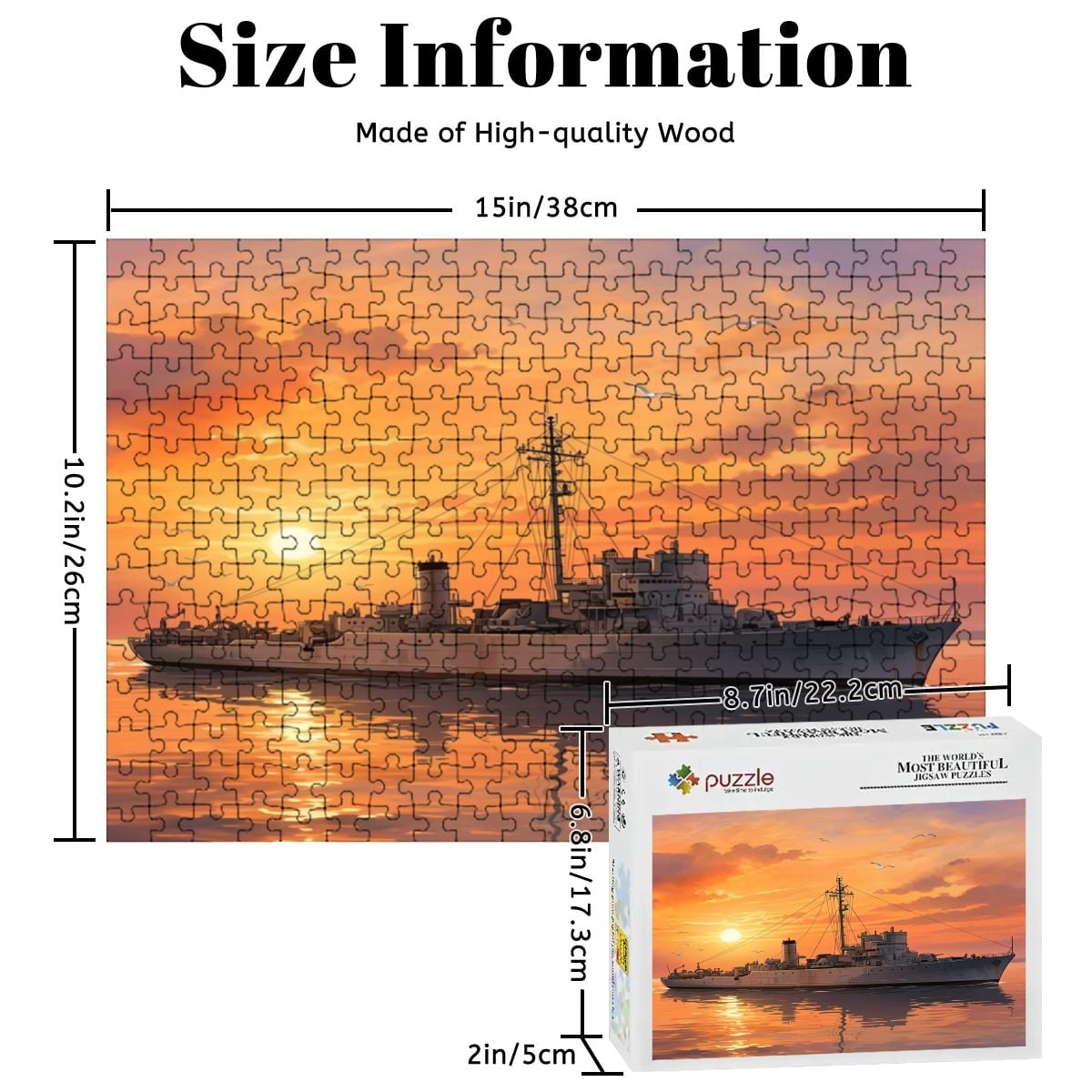 WWII Flower-Class Corvette Wooden Jigsaw Puzzle | 300 Pieces | 15"×10.2"