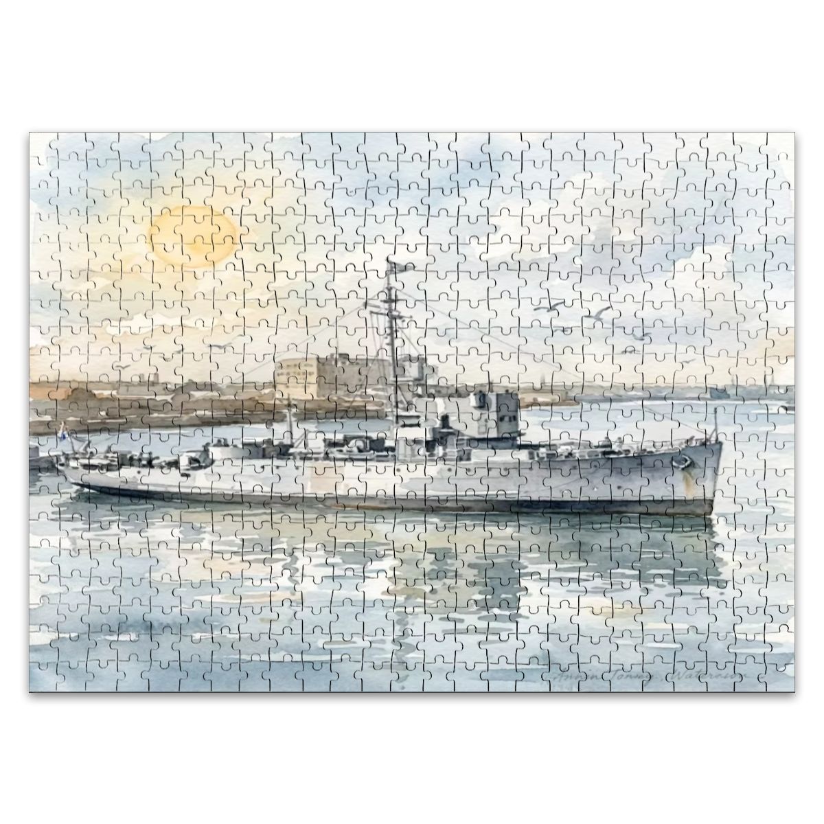 USS Density Later MV Galaxy 500-Piece Wooden Jigsaw Puzzle | WWII Minesweeper to Radio London