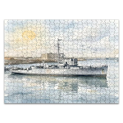 USS Density Later MV Galaxy 500-Piece Wooden Jigsaw Puzzle | WWII Minesweeper to Radio London