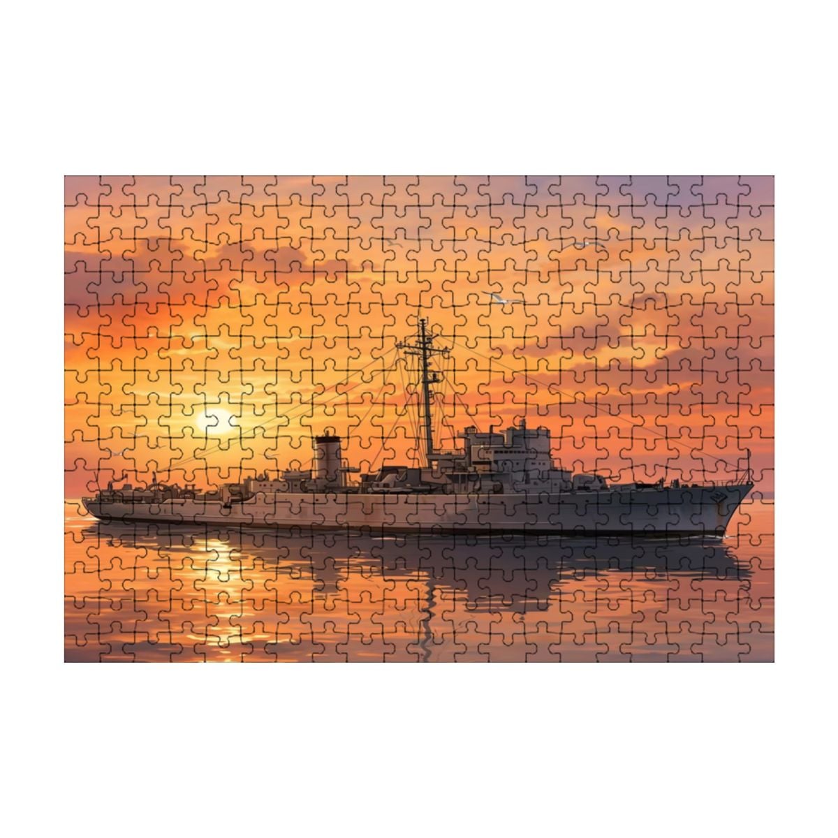 WWII Flower-Class Corvette Wooden Jigsaw Puzzle | 300 Pieces | 15"×10.2"