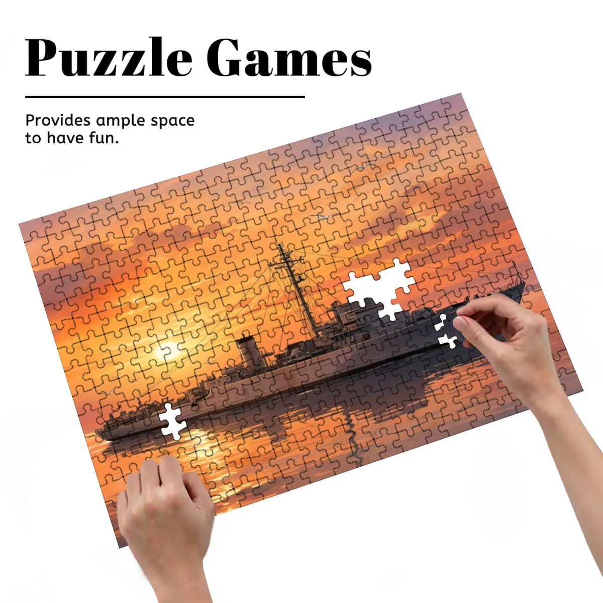 WWII Flower-Class Corvette Wooden Jigsaw Puzzle | 300 Pieces | 15"×10.2"