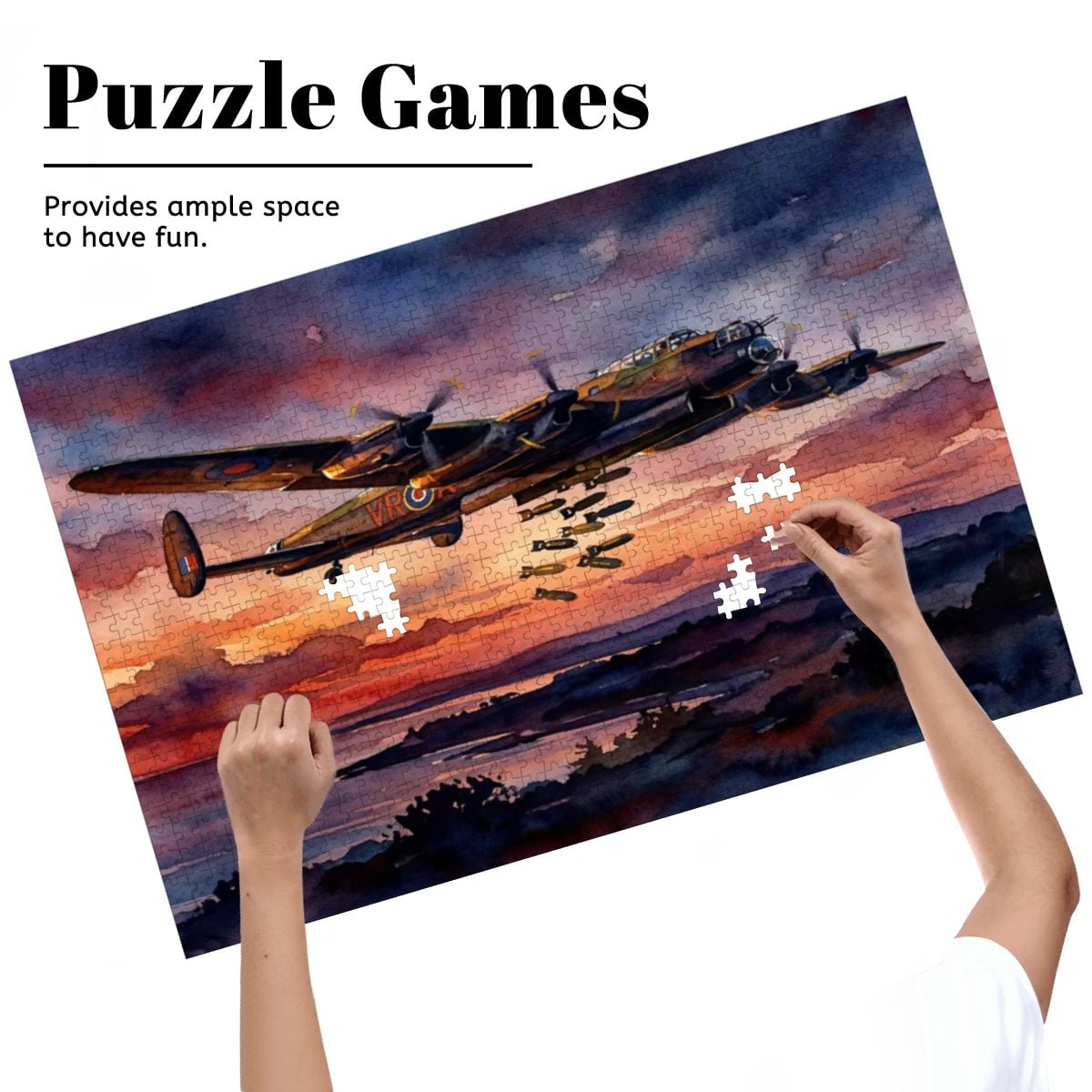 Lancaster Bomber 1000 Piece Wooden Jigsaw Puzzle, WWII Aviation Gift