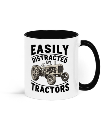 Easily Distracted By Tractors Two Toned Ceramic Mug