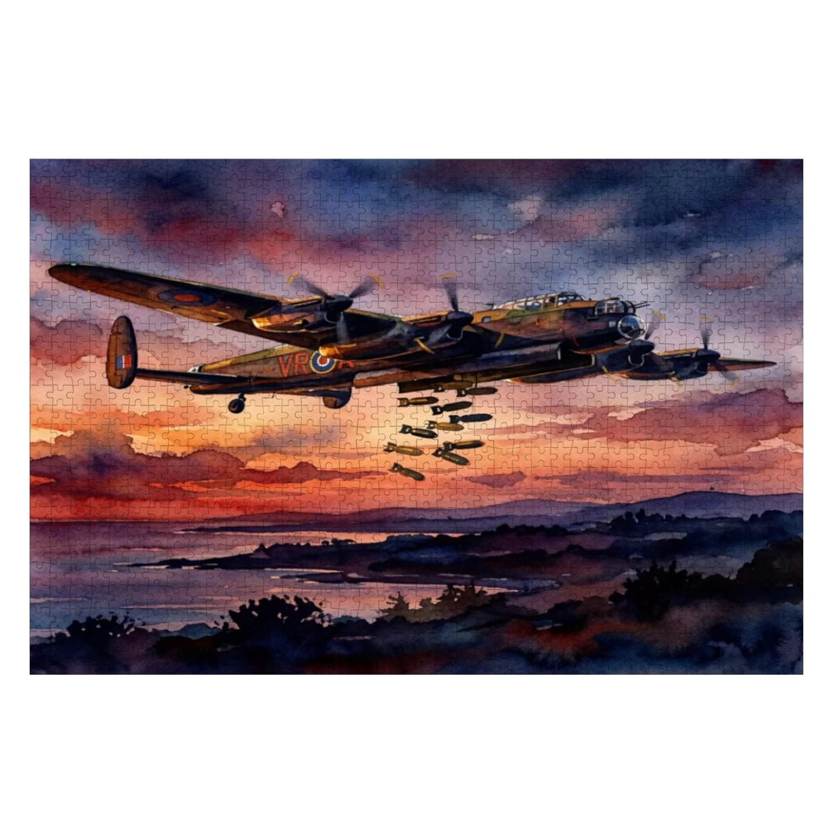 Lancaster Bomber 1000 Piece Wooden Jigsaw Puzzle, WWII Aviation Gift