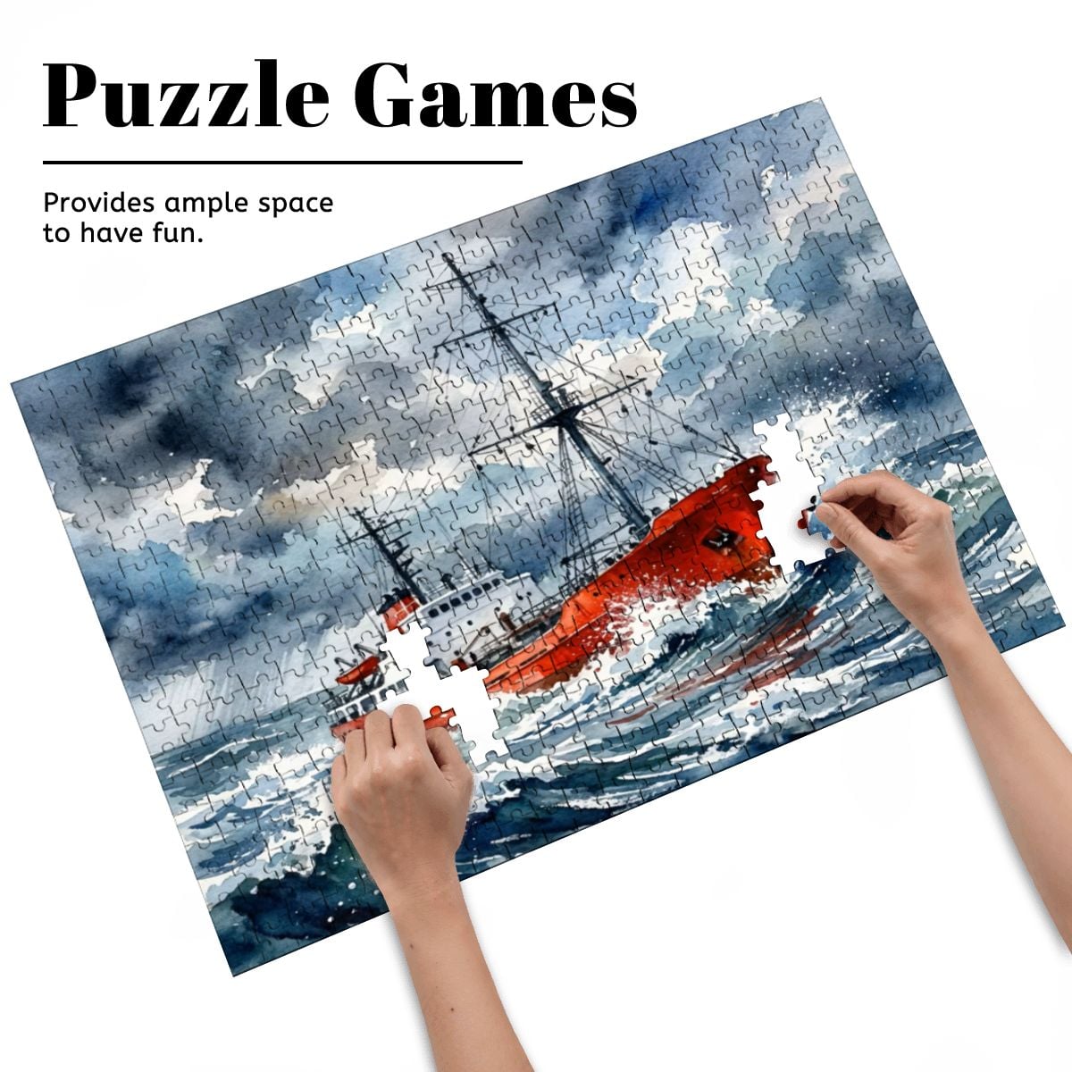 Offshore Radio Ship in Rough Seas – 500 Piece Wooden Jigsaw Puzzle