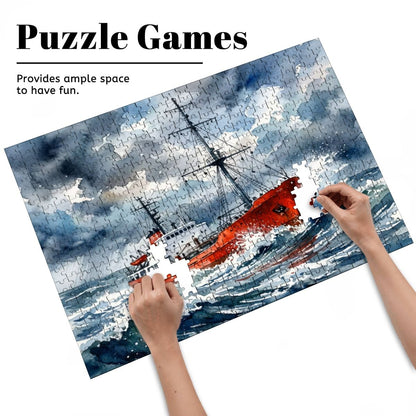 Offshore Radio Ship in Rough Seas – 500 Piece Wooden Jigsaw Puzzle