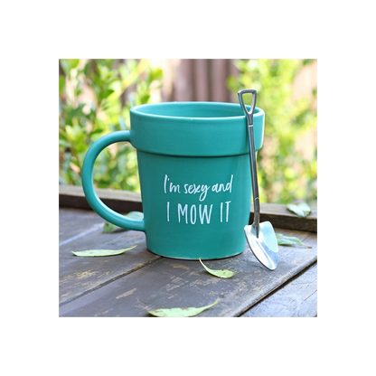 Sexy and I Mow It Pot Mug and Shovel Spoon