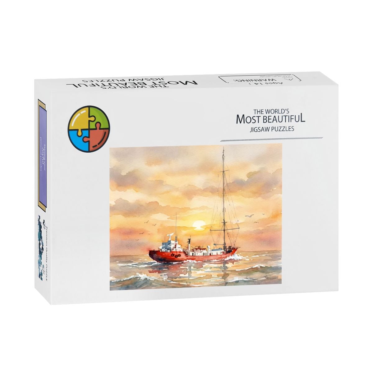 MV Mi-Amigo 500-Piece Wooden Jigsaw Puzzle | Radio Caroline Watercolour Art