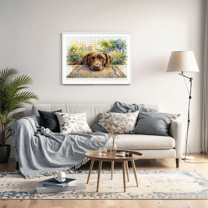 500 Piece Wooden Jigsaw Puzzle - Brown Labrador Dog at the Table (20.5" x 15")