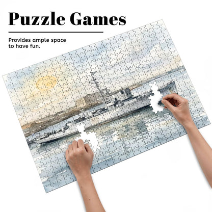 USS Density Later MV Galaxy 500-Piece Wooden Jigsaw Puzzle | WWII Minesweeper to Radio London