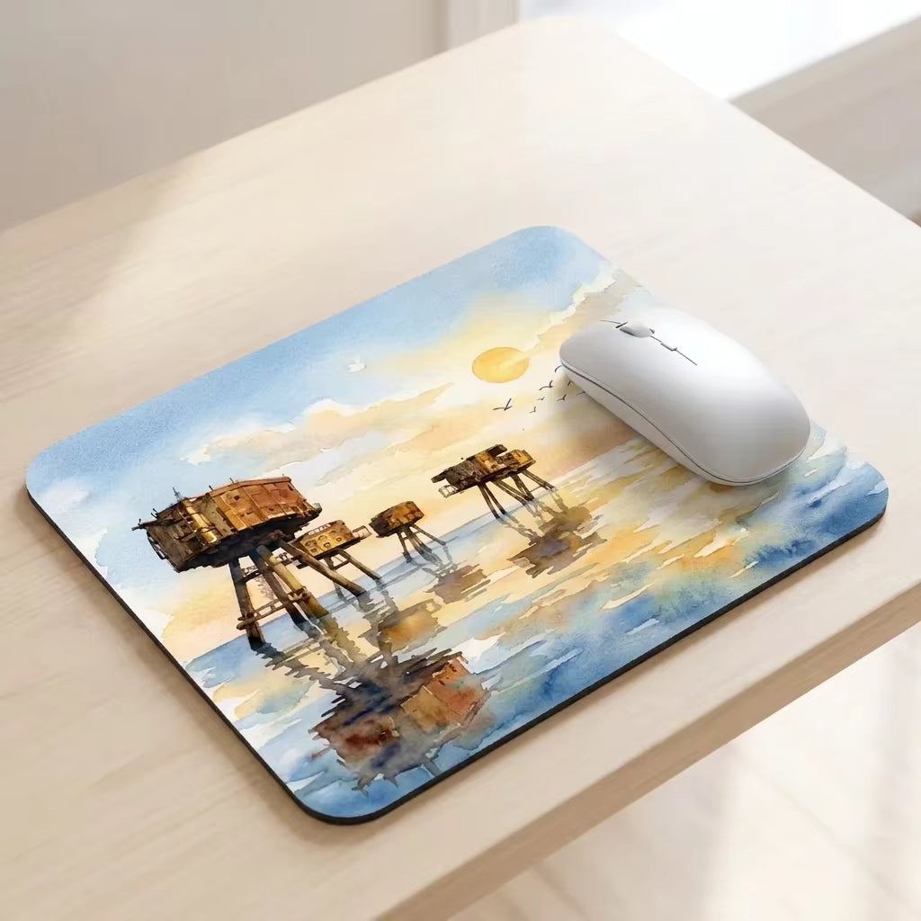 Sea Fort Mouse Mat – Watercolour Thames Estuary Art