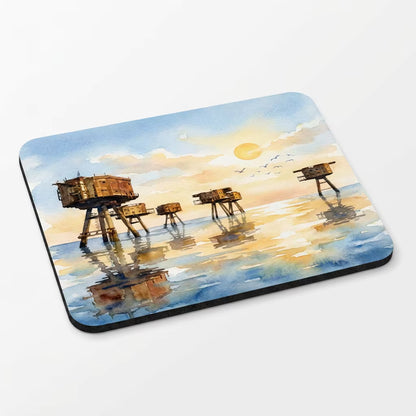 Sea Fort Mouse Mat – Watercolour Thames Estuary Art