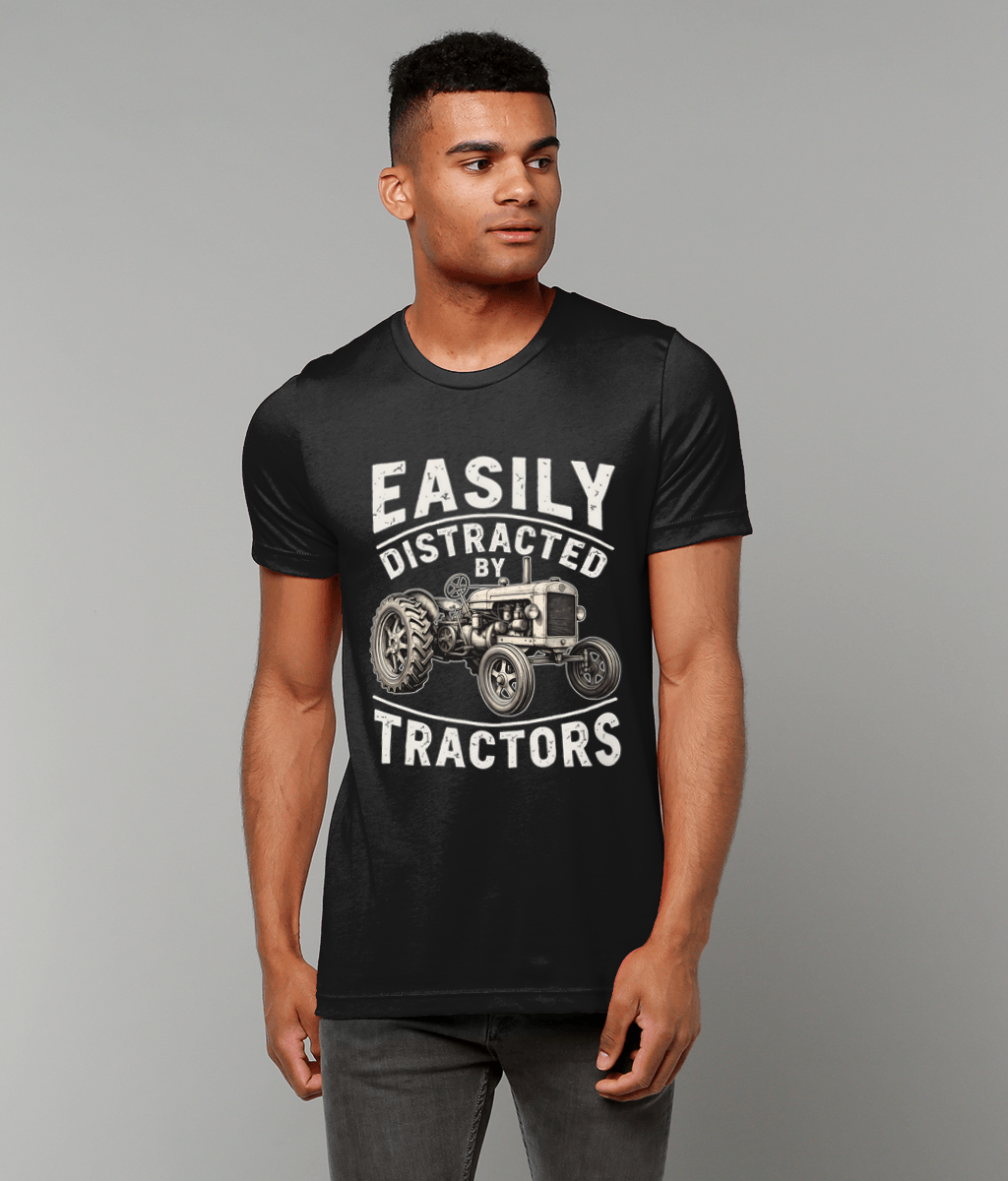 Easily Distracted by Tractors, Unisex T-Shirt, Funny Farming Tee