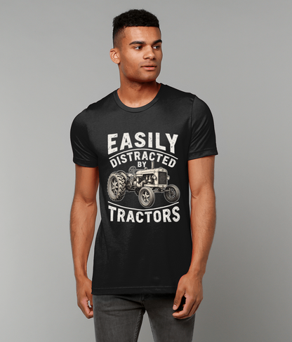 Easily Distracted by Tractors, Unisex T-Shirt, Funny Farming Tee