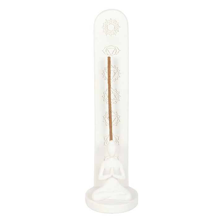 White Chakra and Yoga Pose Incense Stick Holder