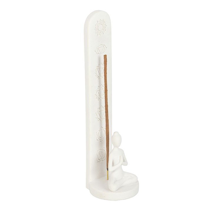 White Chakra and Yoga Pose Incense Stick Holder