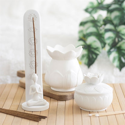 White Chakra and Yoga Pose Incense Stick Holder