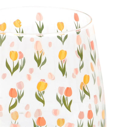Tulip Print Stemless Glass