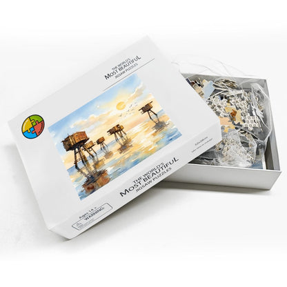 500-Piece Wooden Jigsaw Puzzle – WWII Sea Forts also used for 60's Pirate Radio Stations