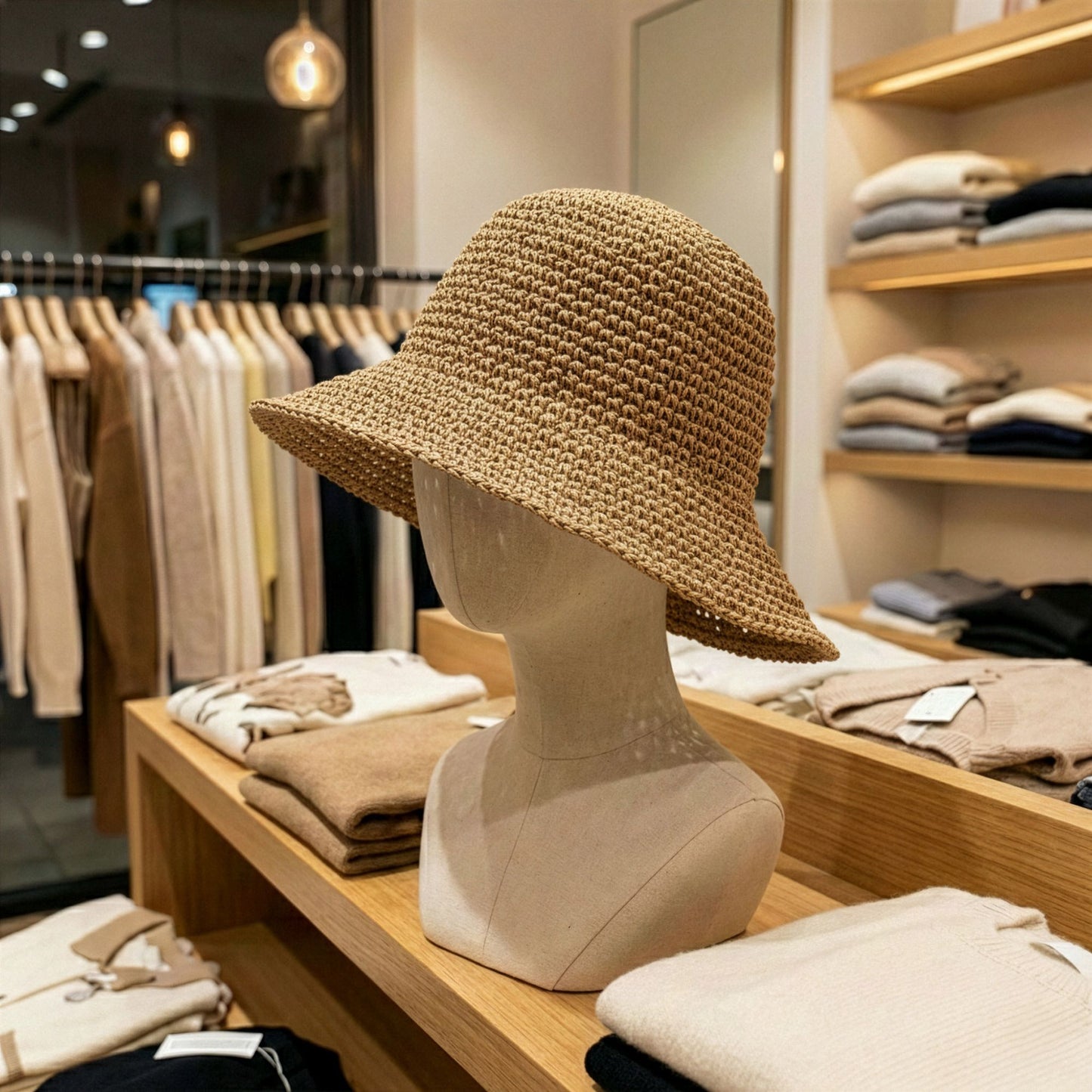 Nomad Sari Floppy Straw Sun Hat, Natural Coffee