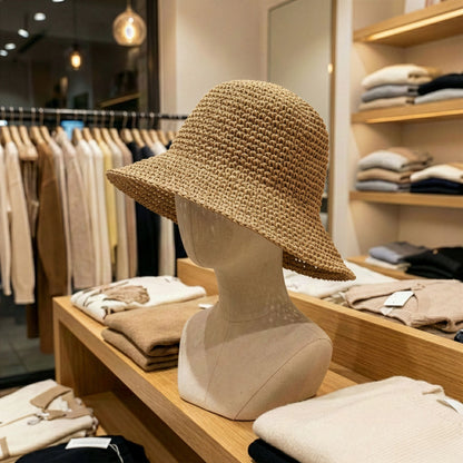 Nomad Sari Floppy Straw Sun Hat, Natural Coffee