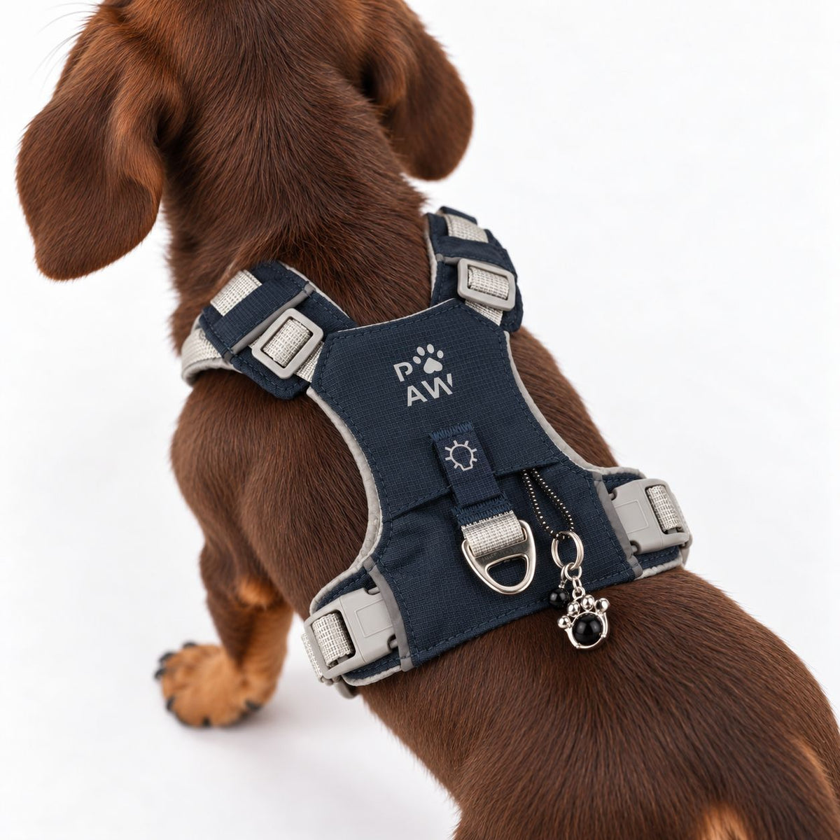 PAW XS Reflective Dog Harness – Rock Grey & Black Obsidian