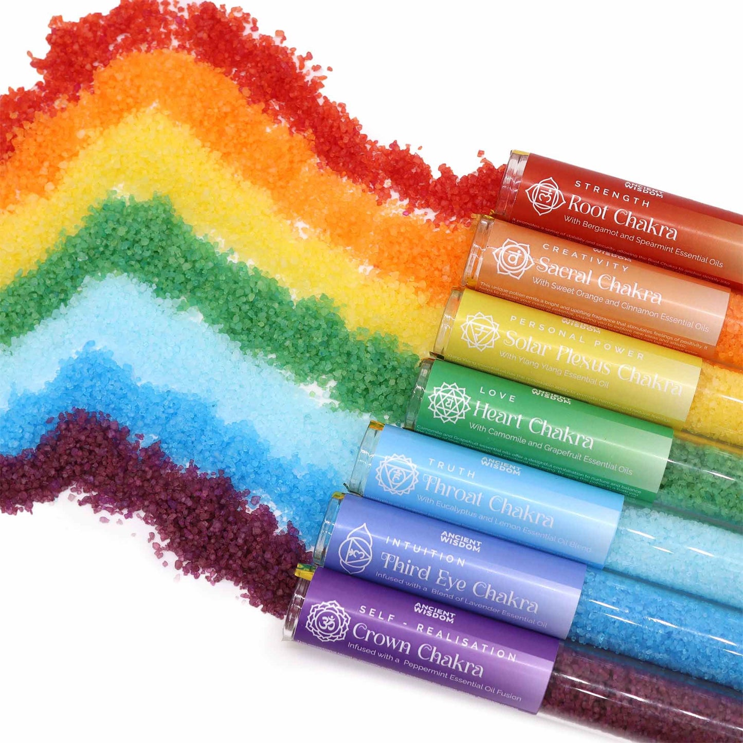 Chakra Bath Salt Gift Set, Pack of 7 Aromatherapy Vials