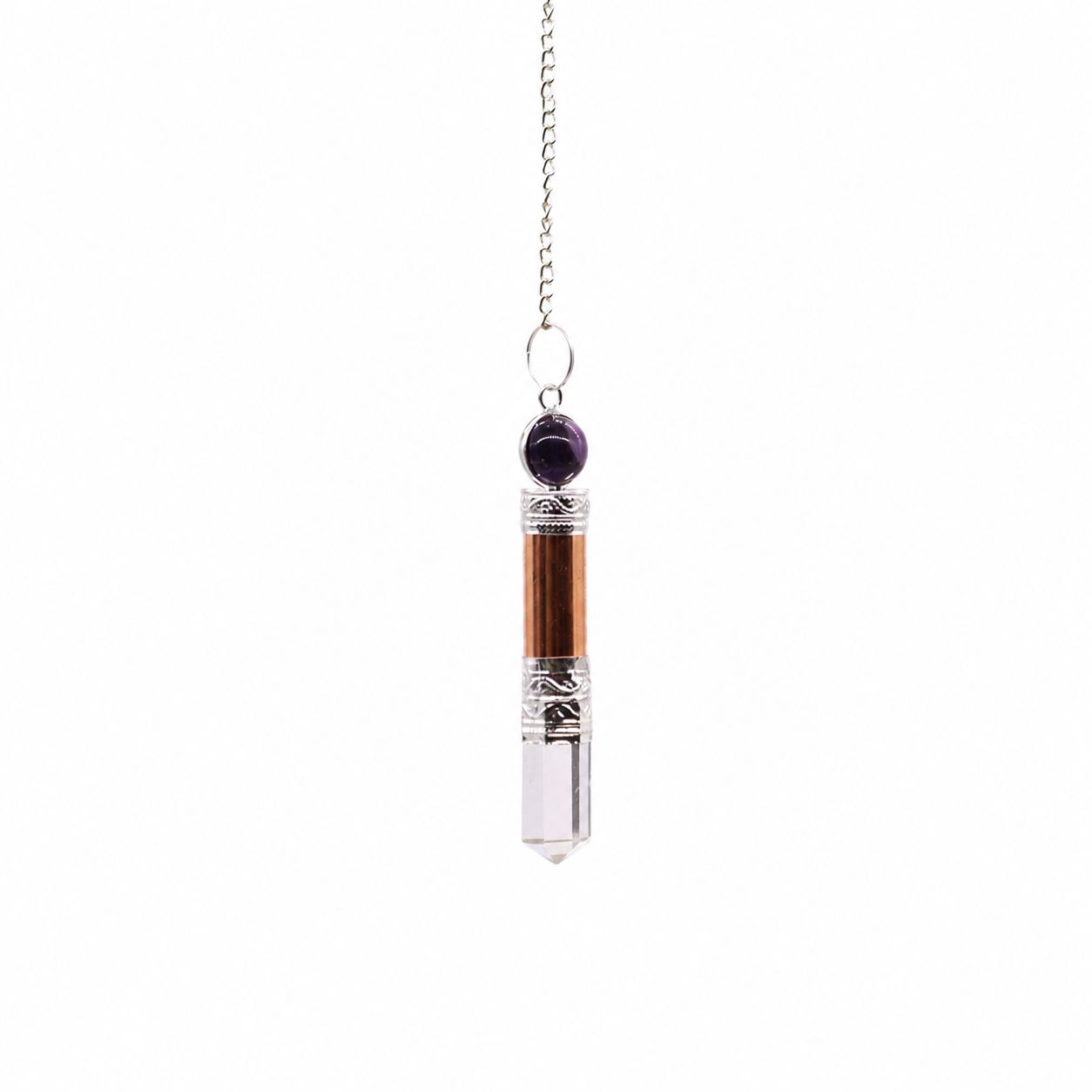 Copper Amethyst & Quartz Pendulum