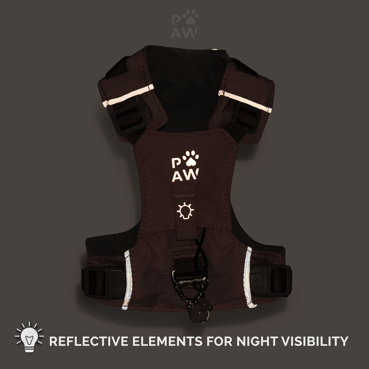 PAW XS Reflective Dog Harness – Rock Grey & Black Obsidian