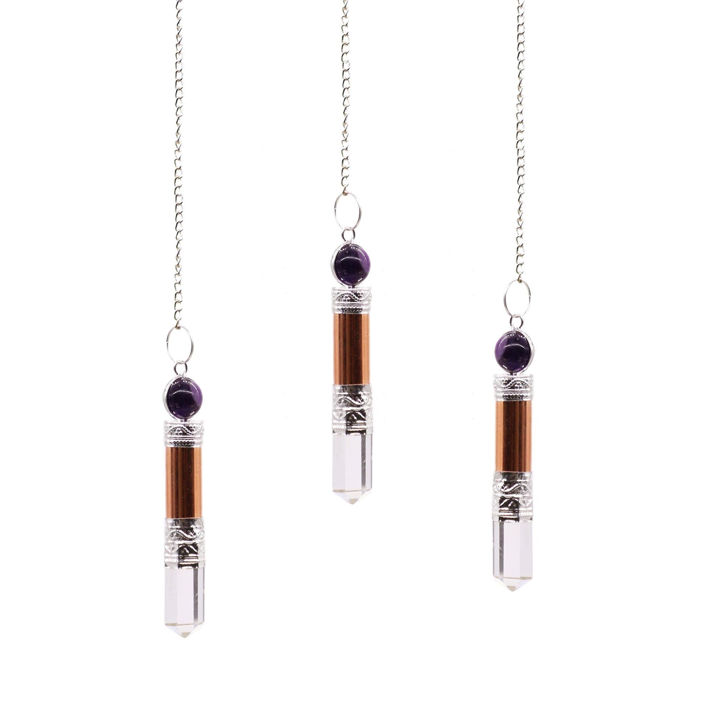 Copper Amethyst & Quartz Pendulum