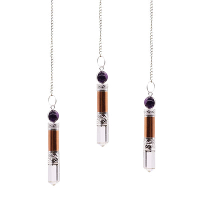 Copper Amethyst & Quartz Pendulum