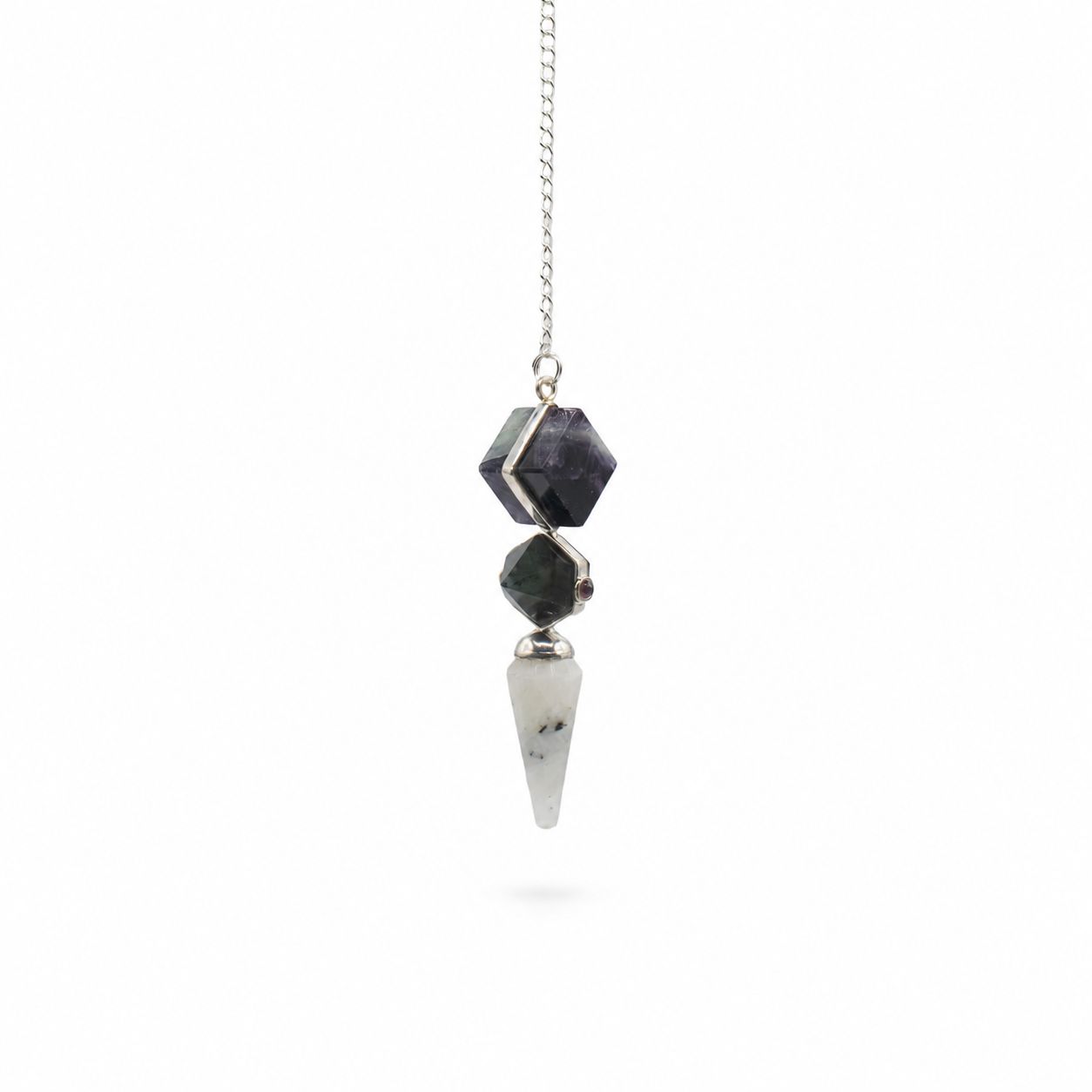 Psychic Gateway Pendulum – Multi Fluorite, Labradorite & Rainbow Moonstone