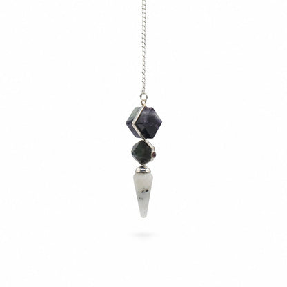 Psychic Gateway Pendulum – Multi Fluorite, Labradorite & Rainbow Moonstone